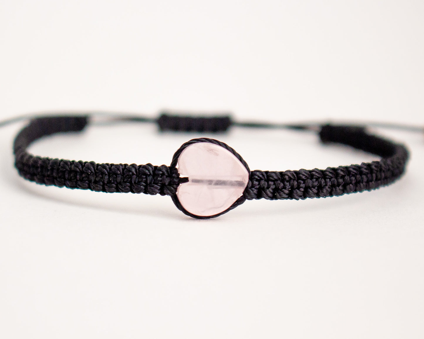 Natural Heart Rose Quartz Adjustable Bracelet, Friendship Bracelet - Meg’s Gems