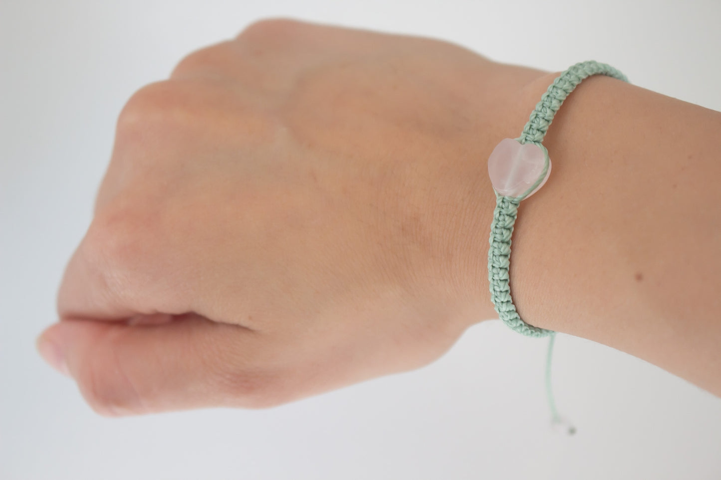 Natural Heart Rose Quartz Adjustable Bracelet, Friendship Bracelet - Meg’s Gems