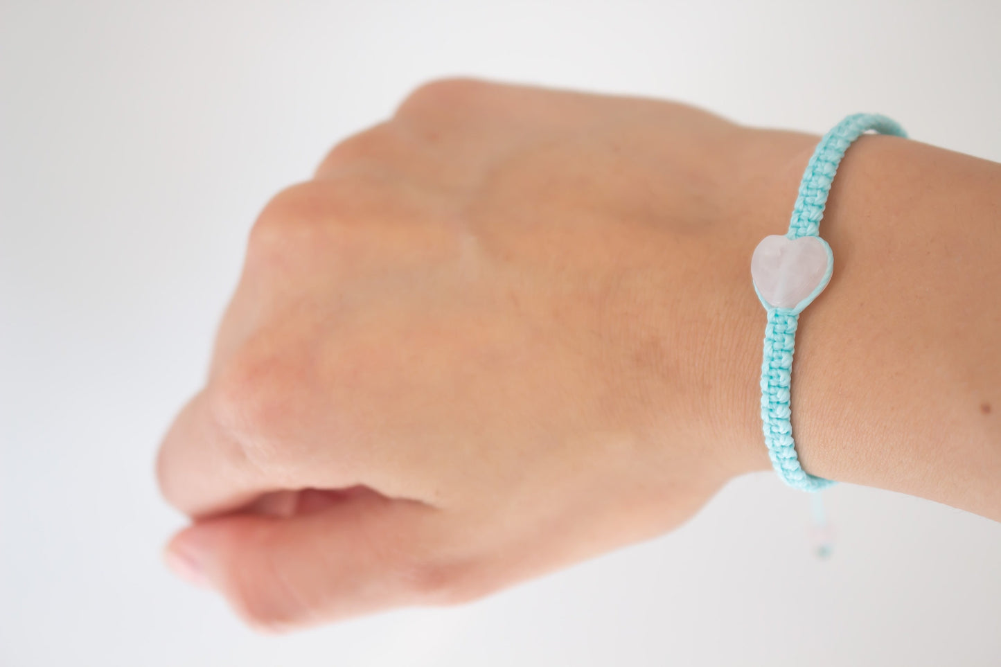Natural Heart Rose Quartz Adjustable Bracelet, Friendship Bracelet - Meg’s Gems