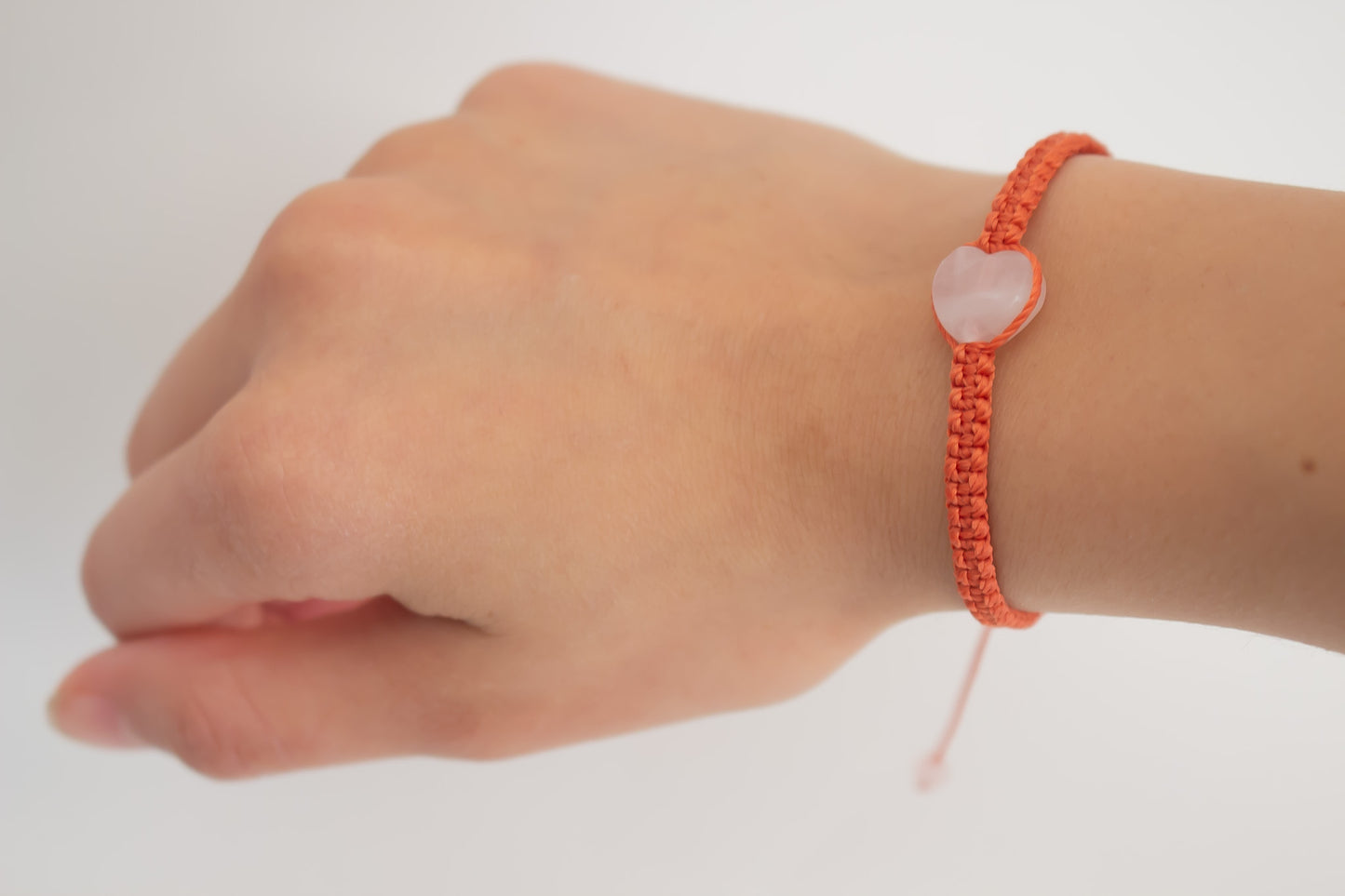 Natural Heart Rose Quartz Adjustable Bracelet, Friendship Bracelet - Meg’s Gems