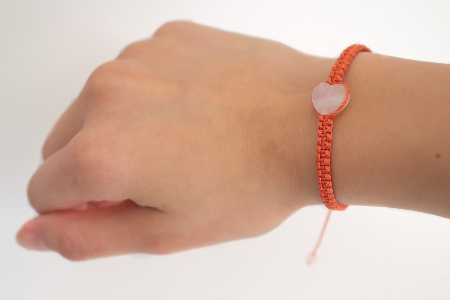 Natural Heart Rose Quartz Adjustable Bracelet, Friendship Bracelet - Meg’s Gems