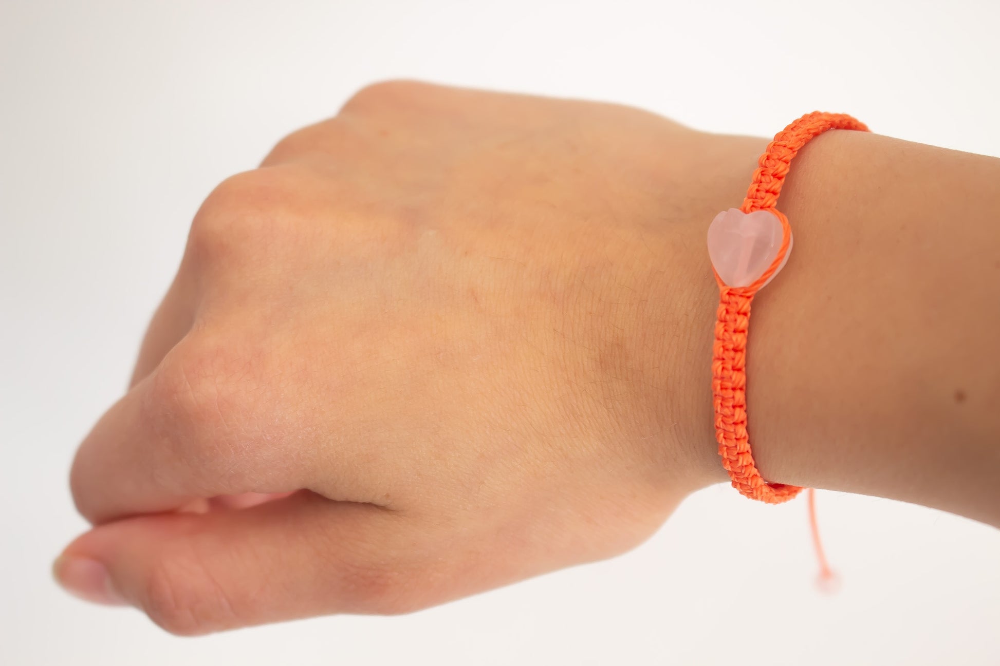 Natural Heart Rose Quartz Adjustable Bracelet, Friendship Bracelet - Meg’s Gems