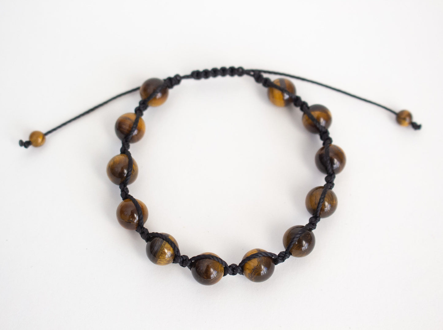 Natural Tiger Eye Adjustable Braided Bracelet - Meg’s Gems