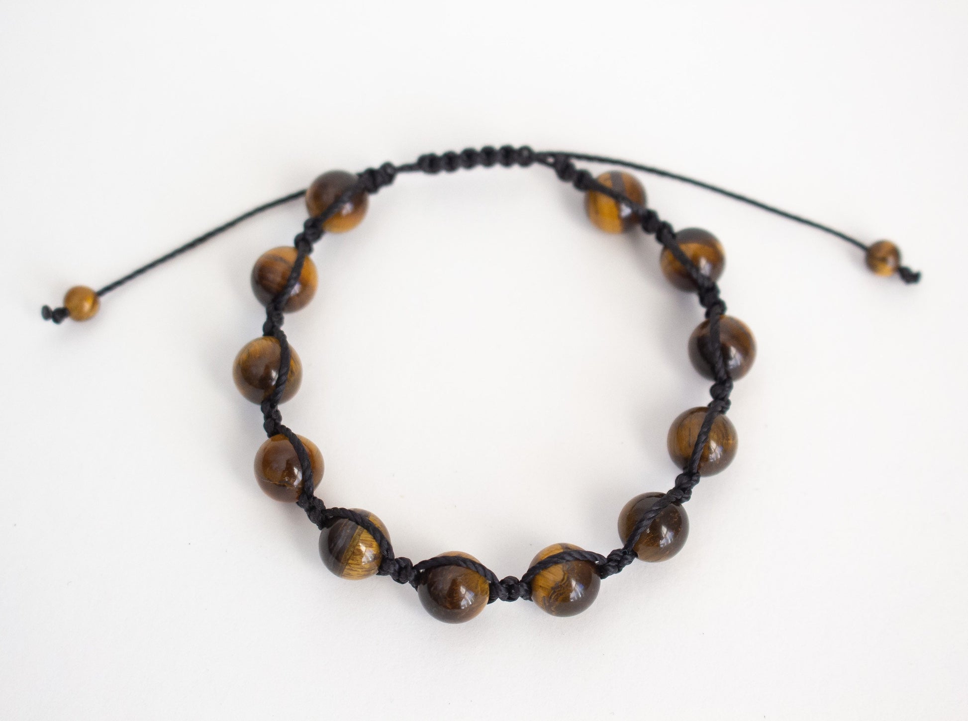 Natural Tiger Eye Adjustable Braided Bracelet - Meg’s Gems