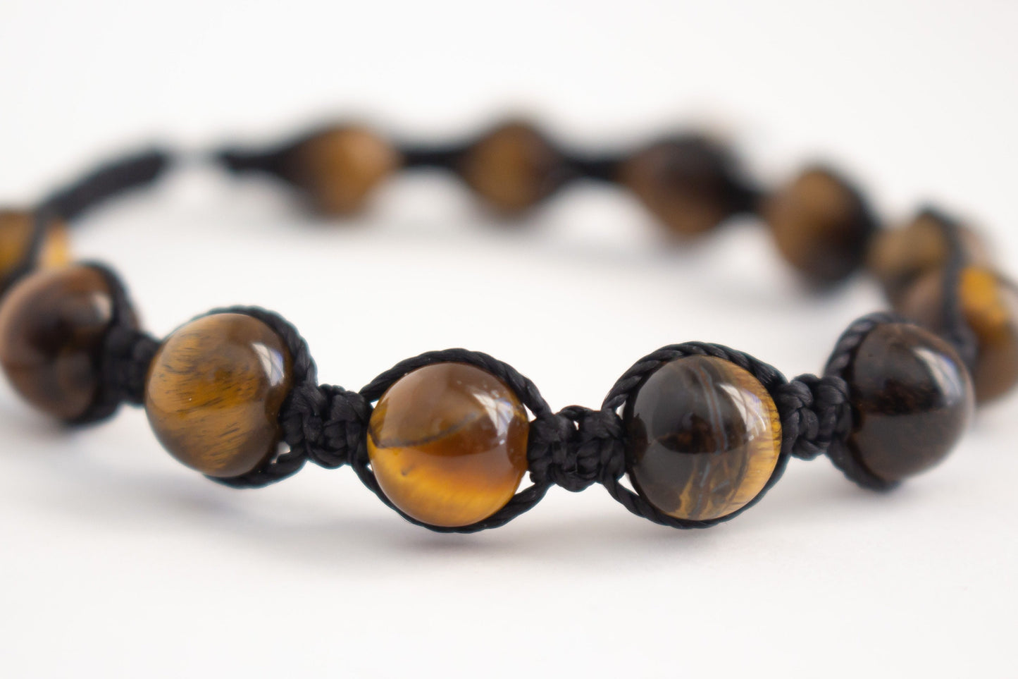 Natural Tiger Eye Adjustable Braided Bracelet - Meg’s Gems