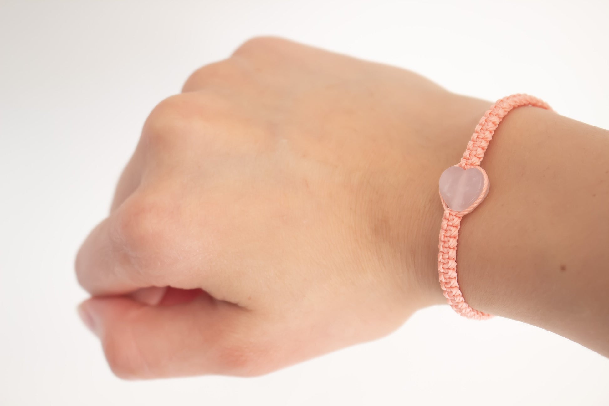 Natural Heart Rose Quartz Adjustable Bracelet, Friendship Bracelet - Meg’s Gems