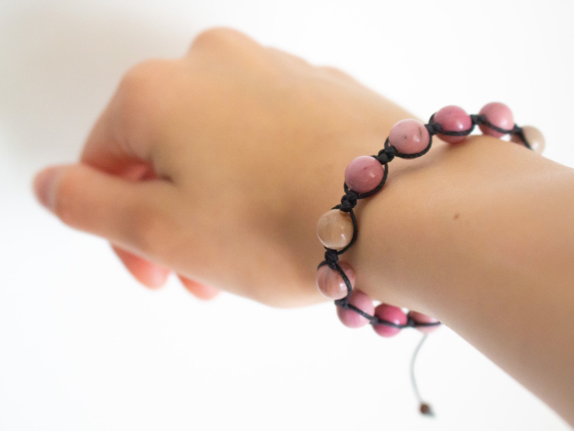 Natural Rhodonite Adjustable Braided Bracelet - Meg’s Gems