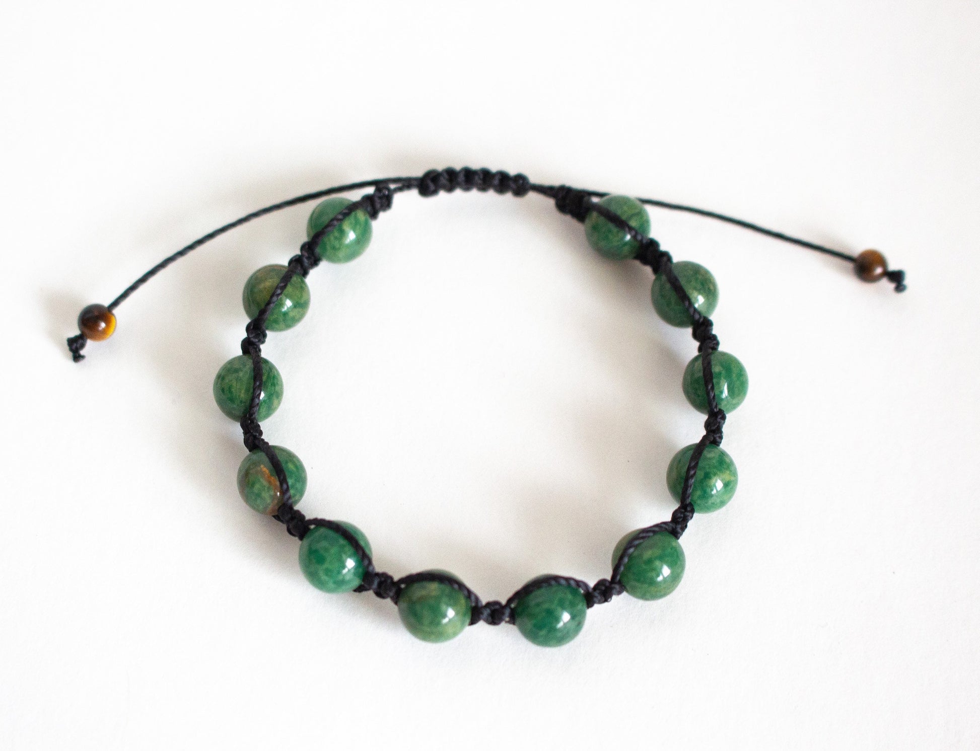 Natural Green Jade Adjustable Braided Bracelet - Meg’s Gems