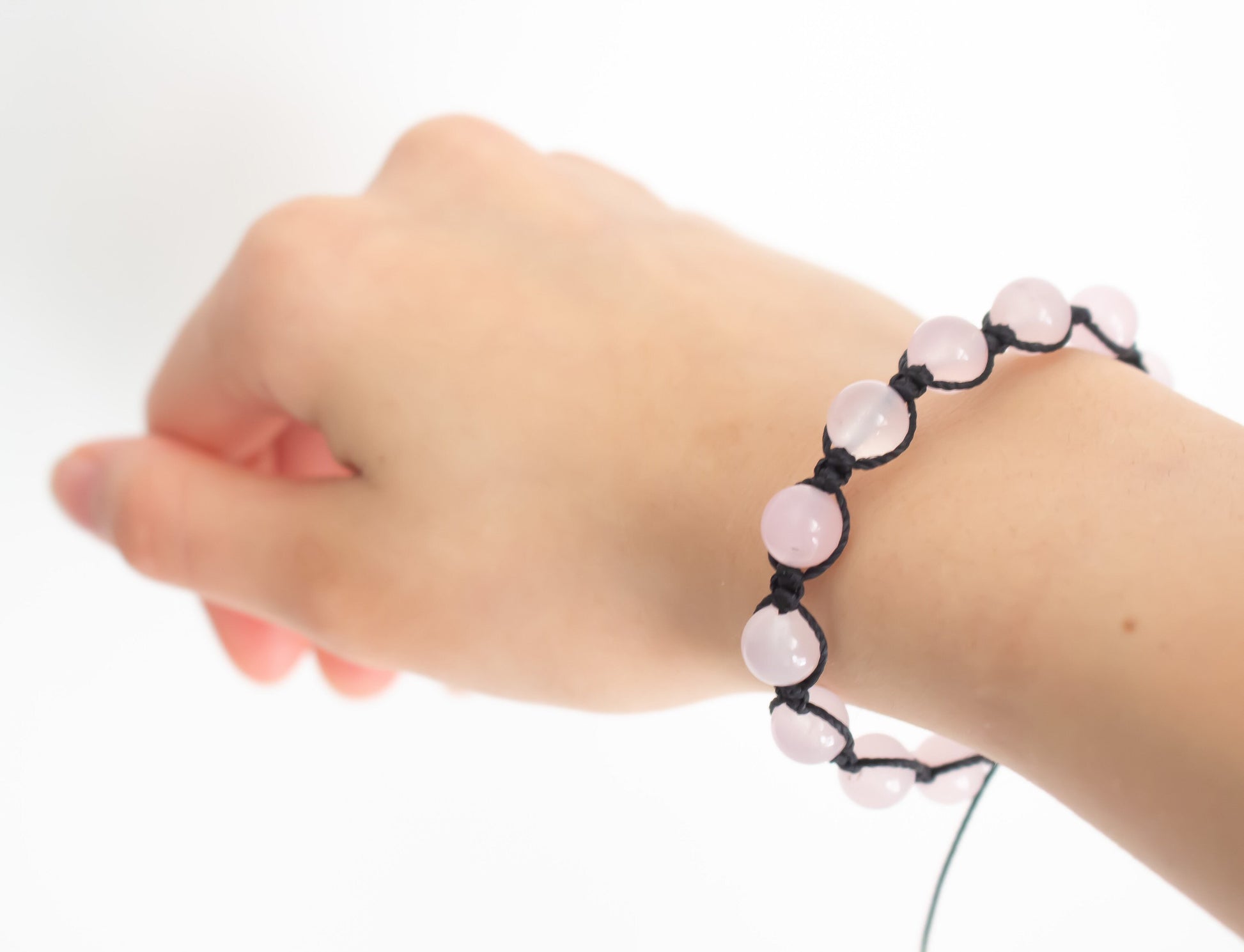 Natural Rose Quartz Adjustable Braided Bracelet - Meg’s Gems