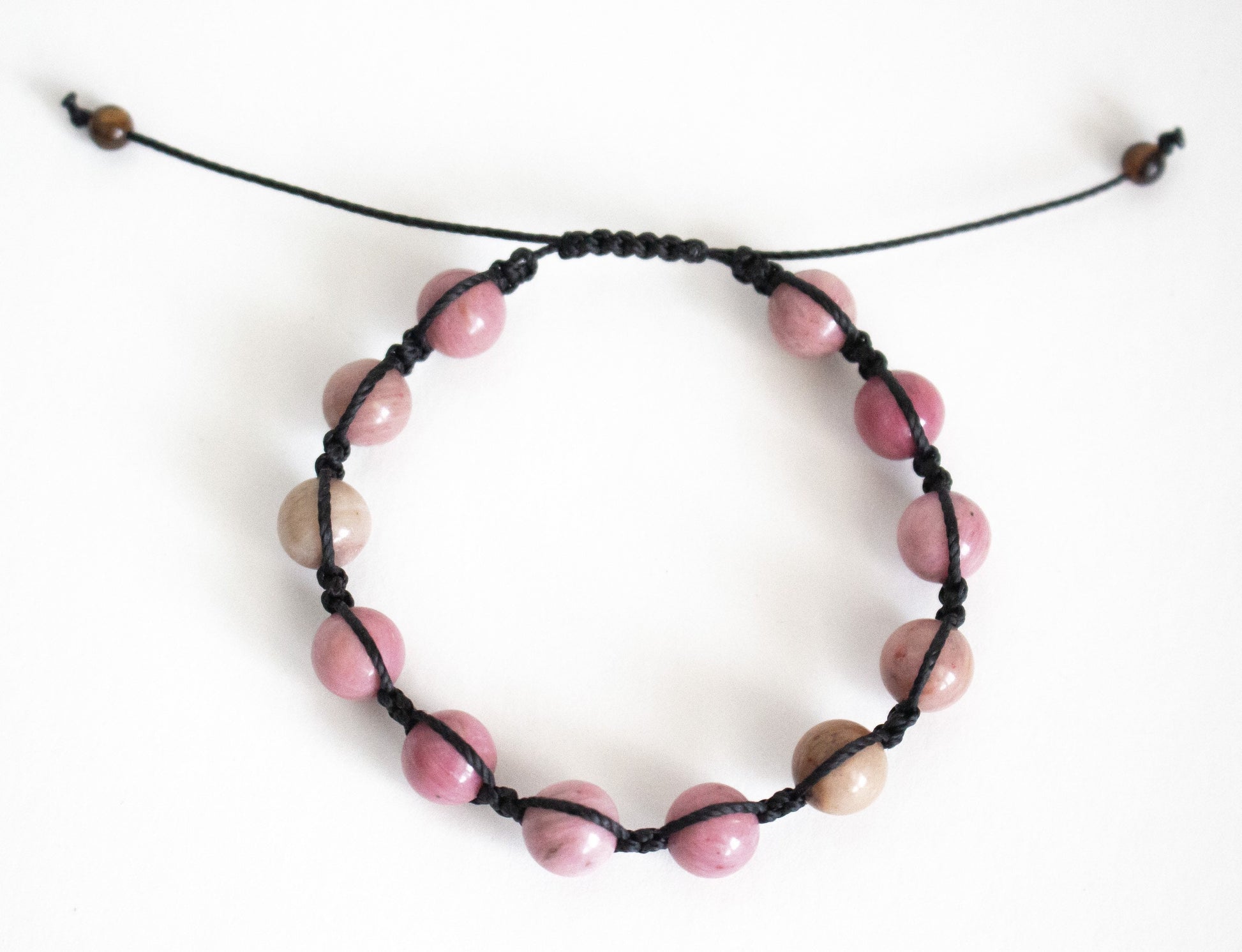 Natural Rhodonite Adjustable Braided Bracelet - Meg’s Gems