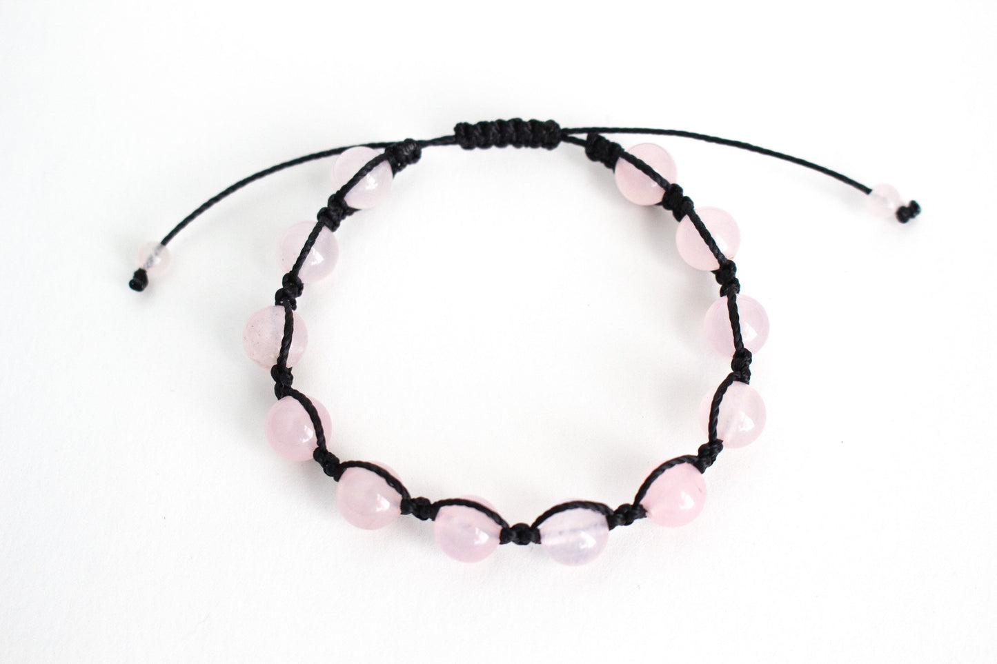 Natural Rose Quartz Adjustable Braided Bracelet - Meg’s Gems