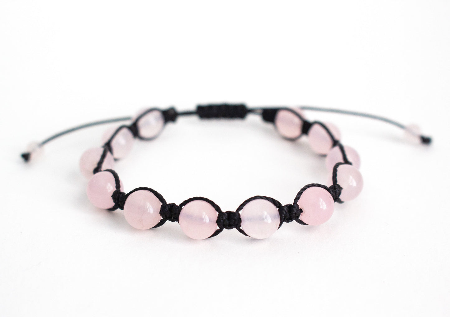 Natural Rose Quartz Adjustable Braided Bracelet - Meg’s Gems