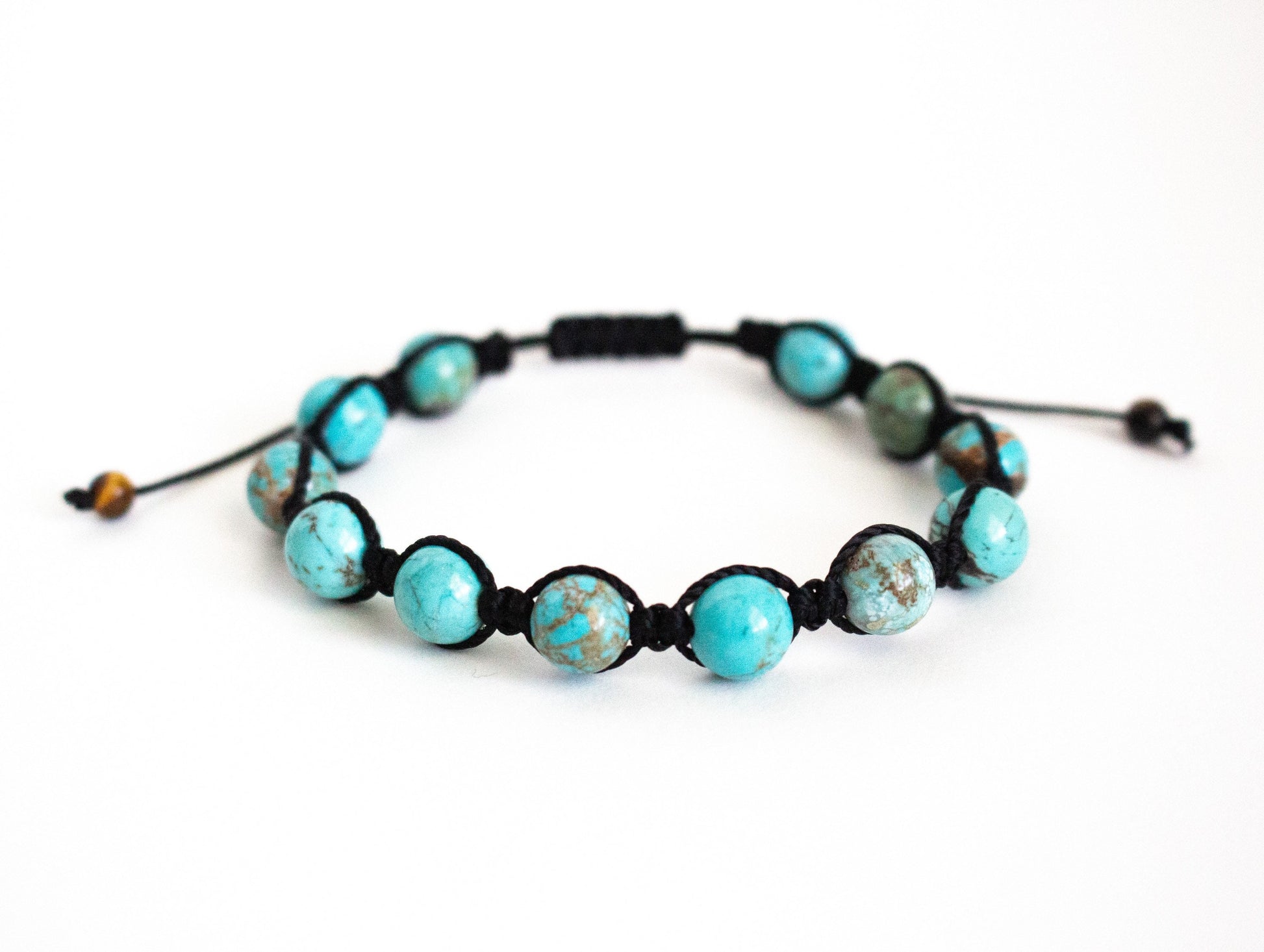 Natural Turquoise Adjustable Braided Bracelet - Meg’s Gems